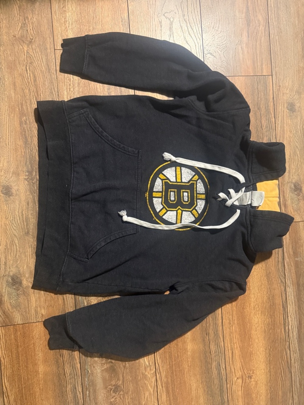 NHL Black and Gold Pullover Hoodie with White Drawcords